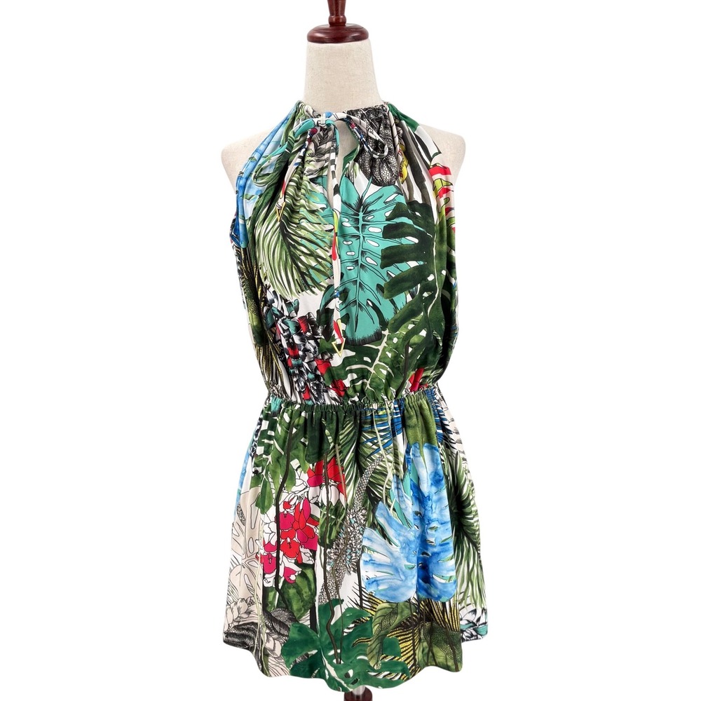 Swimionista x Christian Lacroix Tropical Halter Mini Dress Cover Up Medium New